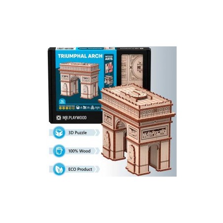 Arco del Triunfo 96 pz, madera contrachapada, Kit de montaje. Marca Mr.playwood. Ref: 10408.