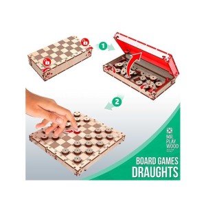 Damas 105 pz, madera contrachapada. Marca Mr.playwood. Ref: 10902. 2