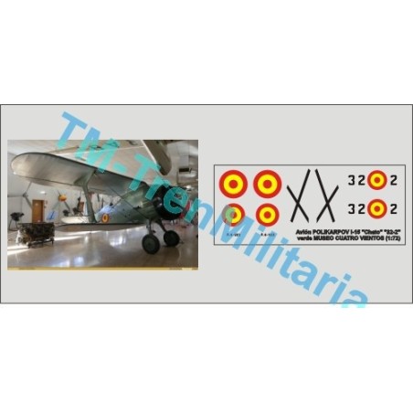 Calcas Avión Polikarpov I-15 " CHATO " 32-2. Verde Museo de Cuatro Vientos. Escala 1:48. Marca Trenmilitaria. Ref: 000_5574.