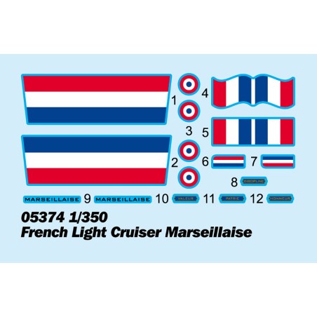 NEW, French Light Cruiser Marseillaise. Escala: 1:350. Marca: Trumpeter. Ref: 05374.