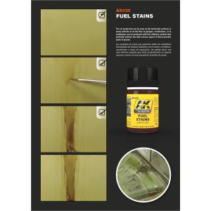 Manchas de combustible, FUEL STAINS. 35ml. Marca AK Interactive. Ref: AK025. 2
