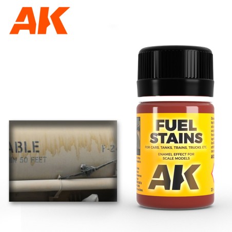 Manchas de combustible, FUEL STAINS. 35ml. Marca AK Interactive. Ref: AK025.