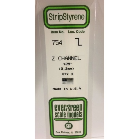 Conjunto de 4 Perfiles en " T " 092" (2.3mm) POLYSTYRENE. Marca Evergreen. Ref: 764.