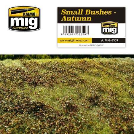 Arbustos Pequeños - Otoño. Dimensiones 230 x 130 mm. Marca Ammo of Mig Jimenez. Ref: AMIG8359.