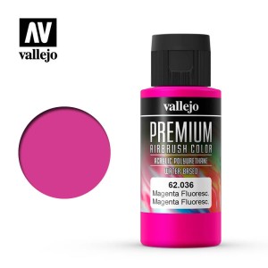 Premium Magenta Fluorescente. Premium Airbrush Color. Bote 60 ml. Marca Vallejo. Ref: 62036.