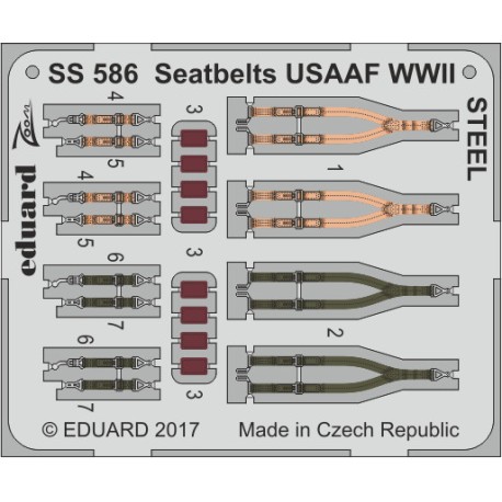 Seatbelts USAAF WWII fighters, STEEL. Escala: 1:72. Marca Eduard. Ref: SS586.