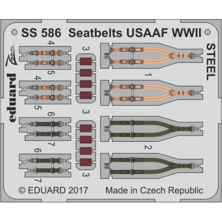Seatbelts USAAF WWII fighters, STEEL. Escala: 1:72. Marca Eduard. Ref: SS586.