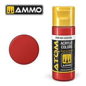 ATOM COLOR Blood Red. Nueva Fórmula. Bote 20 ml. Marca Ammo by Mig Jimenez. Ref: ATOM-20031.