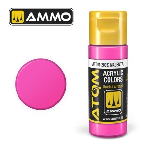 ATOM COLOR Magenta. Nueva Fórmula. Bote 20 ml. Marca Ammo by Mig Jimenez. Ref: ATOM-20033.