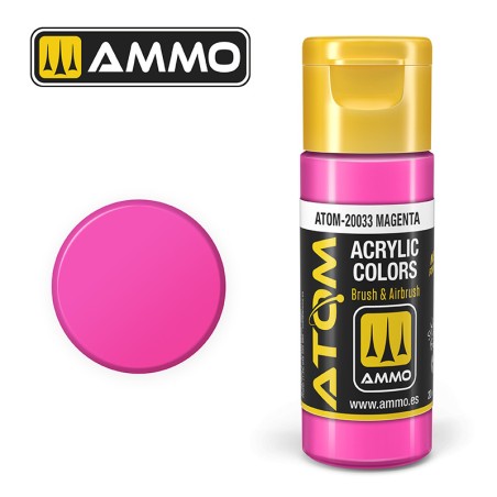 ATOM COLOR Magenta. Nueva Fórmula. Bote 20 ml. Marca Ammo by Mig Jimenez. Ref: ATOM-20033.
