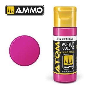 ATOM COLOR Fucsia. Nueva Fórmula. Bote 20 ml. Marca Ammo by Mig Jimenez. Ref: ATOM-20034.