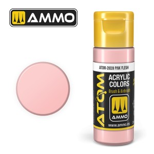 ATOM COLOR Pink Flesh. Nueva Fórmula. Bote 20 ml. Marca Ammo by Mig Jimenez. Ref: ATOM-20039.