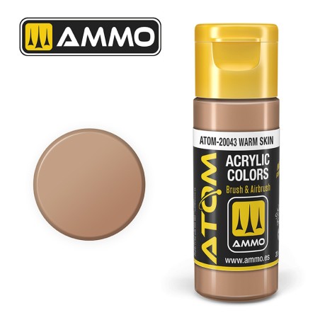ATOM COLOR Warm Skin. Nueva Fórmula. Bote 20 ml. Marca Ammo by Mig Jimenez. Ref: ATOM-20043.