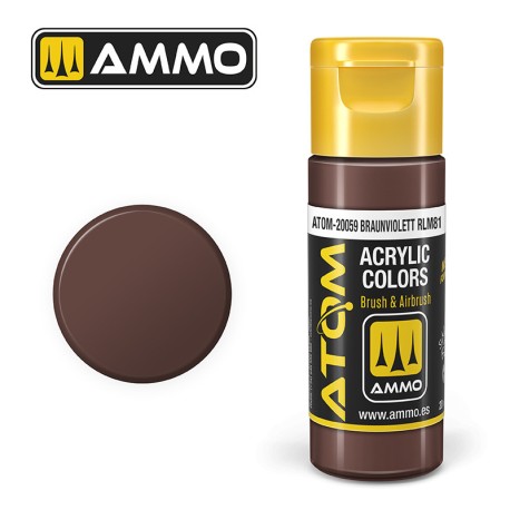 ATOM COLOR Braunviolett RLM81. Nueva Fórmula. Bote 20 ml. Marca Ammo by Mig Jimenez. Ref: ATOM-20059.