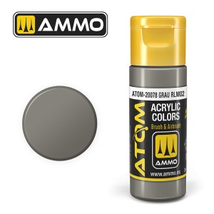 ATOM COLOR Grau RLM02. Nueva Fórmula. Bote 20 ml. Marca Ammo by Mig Jimenez. Ref: ATOM-20078.