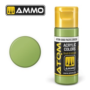 ATOM COLOR Pacific Green. Nueva Fórmula. Bote 20 ml. Marca Ammo by Mig Jimenez. Ref: ATOM-20082.
