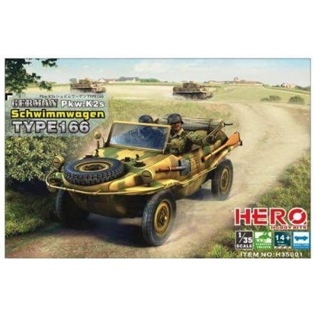 German Pkw.K2s Schwimmwagen Type 166. Escala 1:35. Marca Hero. Ref: H35001.