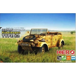 German PKW Typ k1 Kübelwagen Type 82.  Escala 1:35. Marca Hero. Ref: H35002.