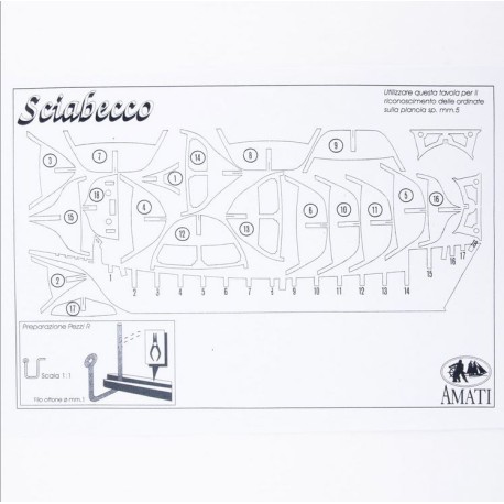 Carpeta planos Sciabecco, New Xebec 1753 , Marca Amati. Ref: 1027.
