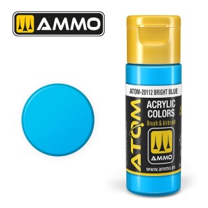 ATOM COLOR Azul Intenso. Nueva Fórmula. Bote 20 ml. Marca Ammo by Mig Jimenez. Ref: ATOM-20112.