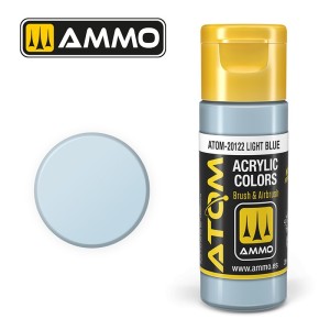 ATOM COLOR Azul Claro. Nueva Fórmula. Bote 20 ml. Marca Ammo by Mig Jimenez. Ref: ATOM-20122.