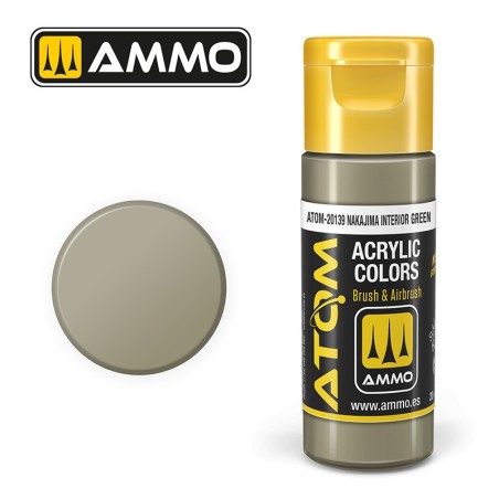 ATOM COLOR IJA Light Grey Green. Nueva Fórmula. Bote 20 ml. Marca Ammo by Mig Jimenez. Ref: ATOM-20138.
