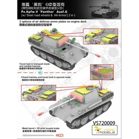 Tanque aleman Panther G. Escala 1:72. Marca Vespid model. Ref: 720009.