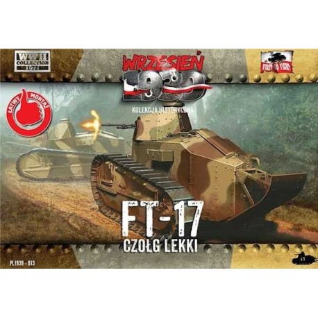 Renault FT-17 light tank, con torreta octogonal y una ametralladora. Escala 1:72. Marca First to Fight. Ref: PL1939-013.