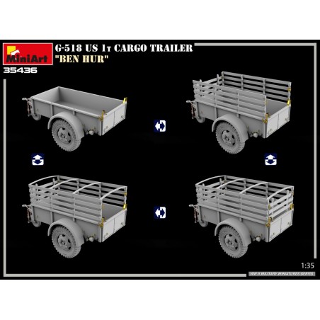 G-518 US 1t CARGO TRAILER “BEN HUR”. Escala 1:35. Marca Miniart. Ref: 35436.
