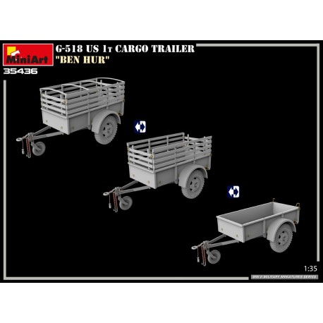 G-518 US 1t CARGO TRAILER “BEN HUR”. Escala 1:35. Marca Miniart. Ref: 35436.
