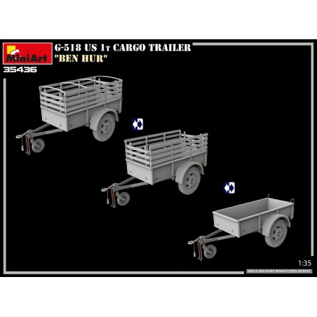G-518 US 1t CARGO TRAILER “BEN HUR”. Escala 1:35. Marca Miniart. Ref: 35436.