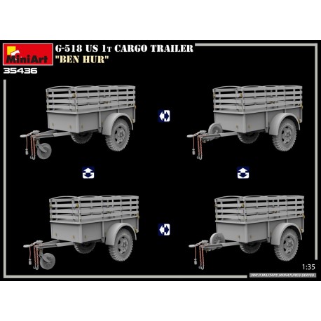 G-518 US 1t CARGO TRAILER “BEN HUR”. Escala 1:35. Marca Miniart. Ref: 35436.