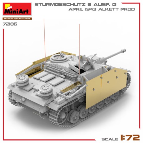 STURMGESCHUTZ III AUSF. G, APRIL 1943 ALKETT PROD. Escala 1:72. Marca Miniart. Ref: 72106.