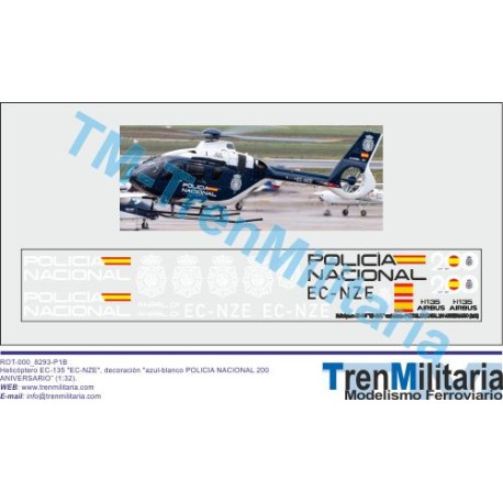 Helicóptero EC-135 "EC-NZE" (1:32), POLICIA NACIONAL 200 ANIVERSARIO". Escala 1:32. Marca Trenmilitaria. Ref: 000_8293.