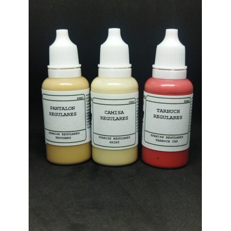 Set de 3 Acrilicos, Set Uniforme Regulares. Bote 17 ml. Marca BMR MODELS. Ref: SETFREGULARES.
