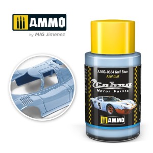 Cobra Motor Azul Gulf. Bote 30 ml. Marca Ammo by Mig Jimenez. Ref: AMIG0334, 0334.