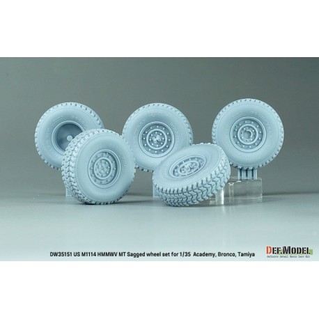 US M1025/M1114 HMMWV MT Sagged Wheel (for Tamiya, Academy, Bronco kit). Escala: 1:35. Marca Defmodel. Ref: DW35151.