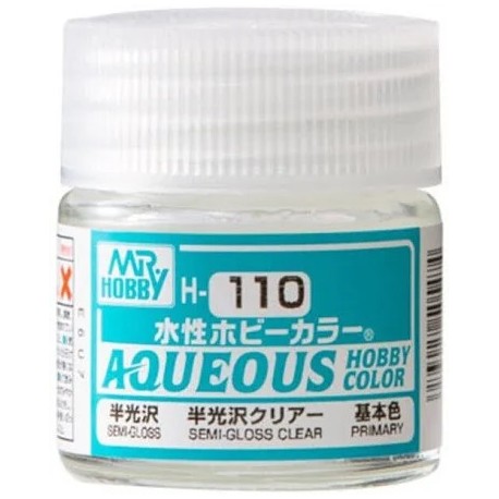 Mr.HOBBY AQUEOUS COLOR ,  Barniz Satinado, Varnish Semigloss. Bote 10 ml. Marca MR.Hobby. Ref: H110, 110.
