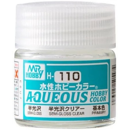Mr.HOBBY AQUEOUS COLOR ,  Barniz Satinado, Varnish Semigloss. Bote 10 ml. Marca MR.Hobby. Ref: H110, 110.