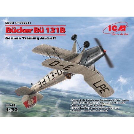 Bücker Bu-131B German Training Aircraft. Escala 1:32. Marca ICM. Ref: 32031.