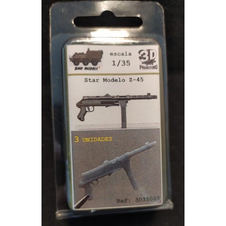 Subfusil Star Modelo Z-45, 3ud. 1:35. Marca BMR. Ref: 3D35003.
