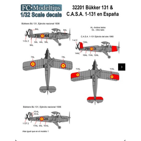 Bücker Bü 131 & CASA 1131 en España. Escala 1/32. Marca Fcmodeltips / Fcmodeltrend. Ref: 32001.