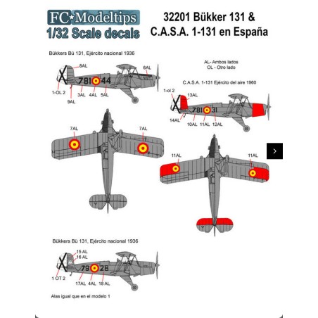 Bücker Bü 131 & CASA 1131 en España. Escala 1/32. Marca Fcmodeltips / Fcmodeltrend. Ref: 32001.