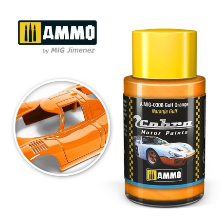 Cobra Motor Naranja Gulf. Bote 30 ml. Marca Ammo by Mig Jimenez. Ref: AMIG0308, 0308.