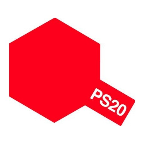 Spray FLUORESCENT RED Polycarbonate ( 86020 ). Bote 100 ml. Marca Tamiya. Ref: PS-20, PS20.
