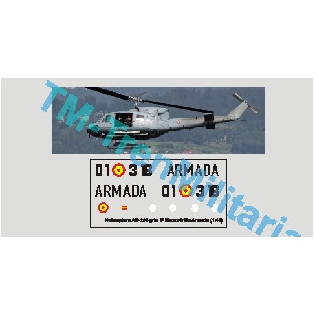 Helicoptero AB-212 "01-318", decoración "gris 3ª Escuadrilla Armada". Escala 1:48. Marca Trenmilitaria. Ref: 000_4805.