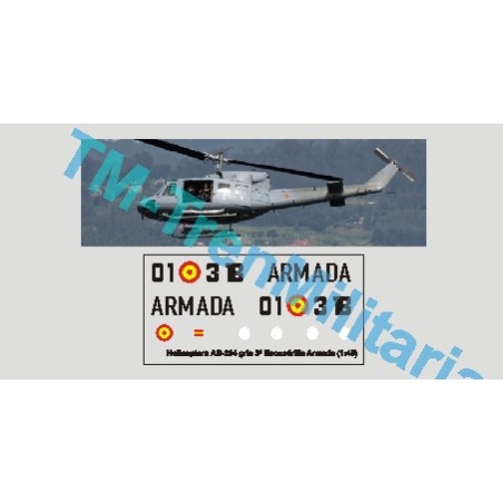 Helicoptero AB-212 "01-318", decoración "gris 3ª Escuadrilla Armada". Escala 1:48. Marca Trenmilitaria. Ref: 000_4805.
