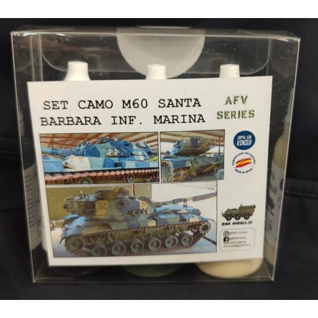 Set de 3 Acrilicos, Set CAMO M60 SANTA BARBARA, Inf. Marina. Bote 17 ml. Marca BMR MODELS. Ref: SETMSB.