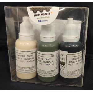 Set de 3 Acrilicos, Set CAMO M60 SANTA BARBARA, Inf. Marina. Bote 17 ml. Marca BMR MODELS. Ref: SETMSB. 2