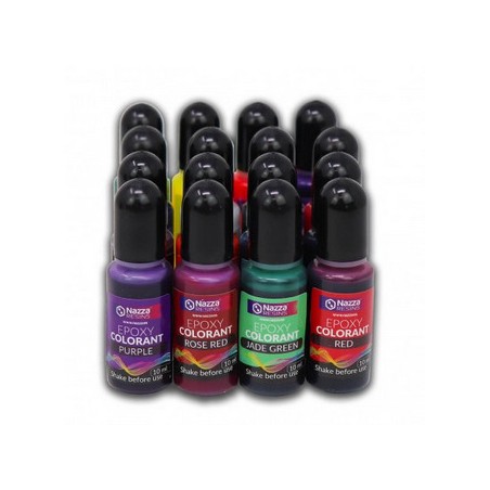 Set Tintes para Resina Epoxi Semitransparentes, 16x10 ml. Marca NAZZA. Ref: TINTES.